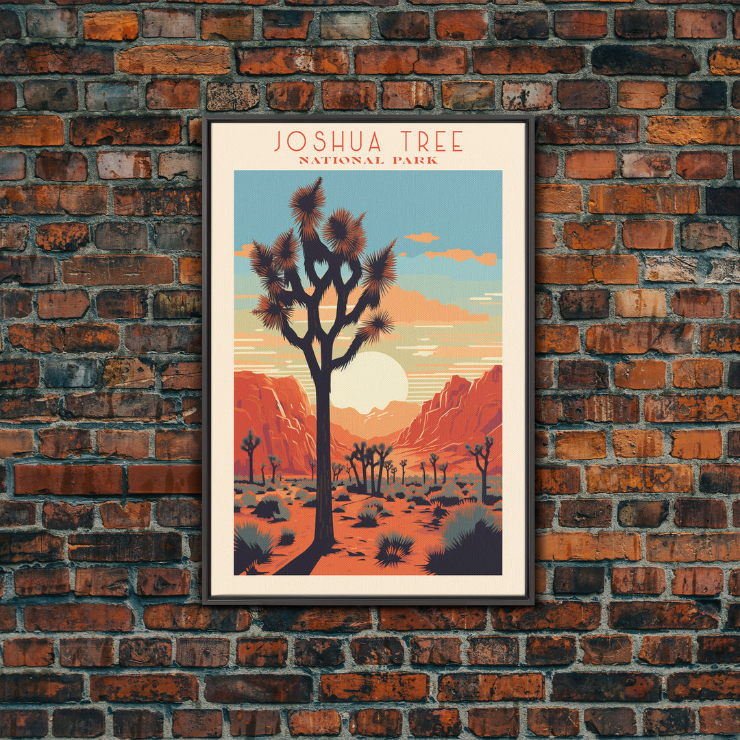 Joshua Tree National Park California Travel Art, National Park Print, Minimalist Travel Art, Midcentury Modern Style Landscape Painting