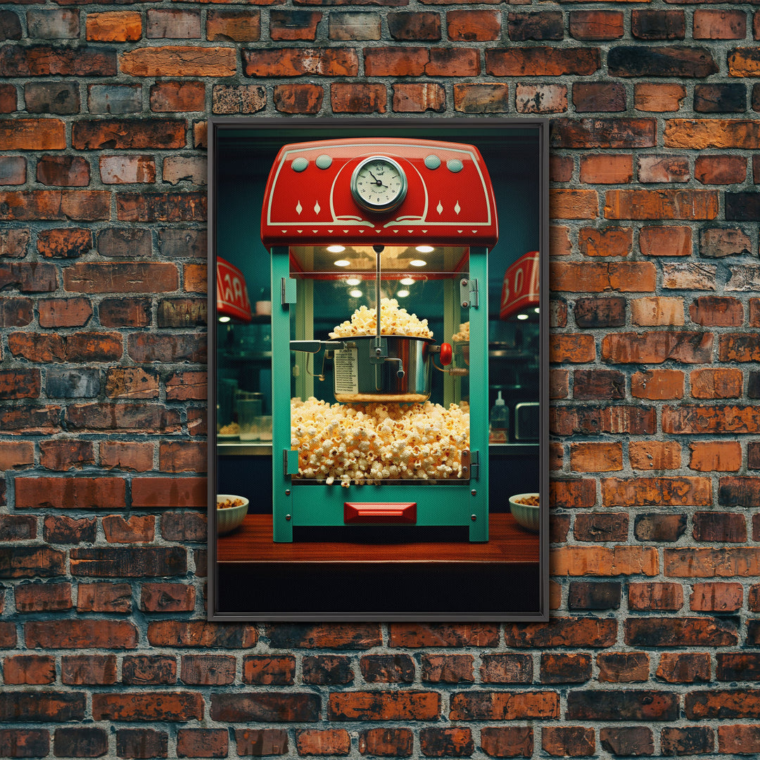 Popcorn Machine, Game Room Wall Art, Movie Wall Art, Canvas Print, Wall Hanging, Portrait Art, New Homeowner Gift, Dining Room Prints