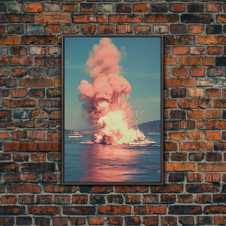 Exploding Boat, Nautical Wall Art, Ocean Wall Art, Canvas Print, Wall Hanging, Portrait Art, Unique Gift, Home Decor Prints, Office Decor