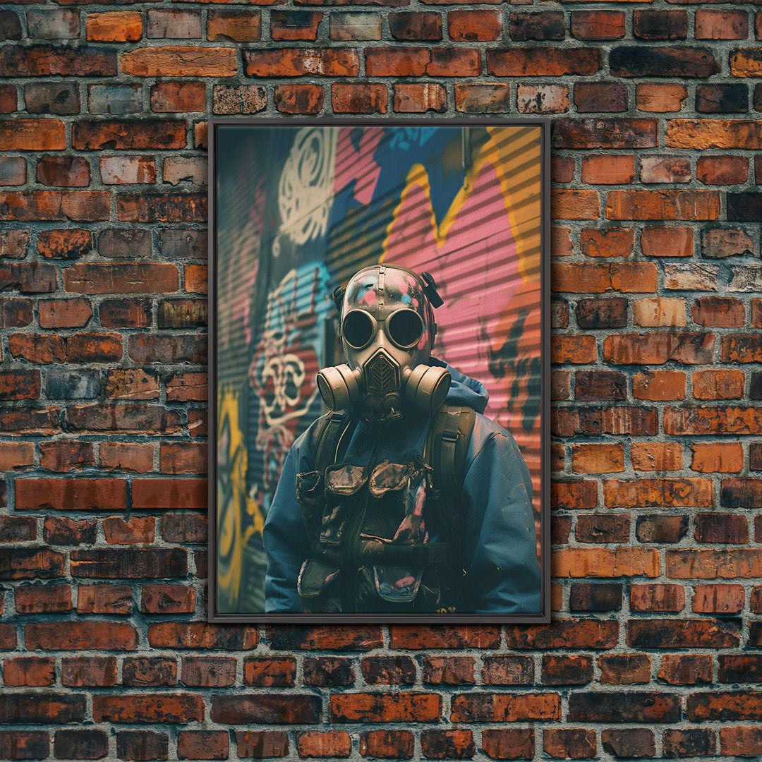 Gas Mask, Urban Wall Art, Graffiti, Canvas Print, Wall Hanging, Portrait Art, Bedroom Prints, Modern Home Decor, Dorm Room Art, RV Decor