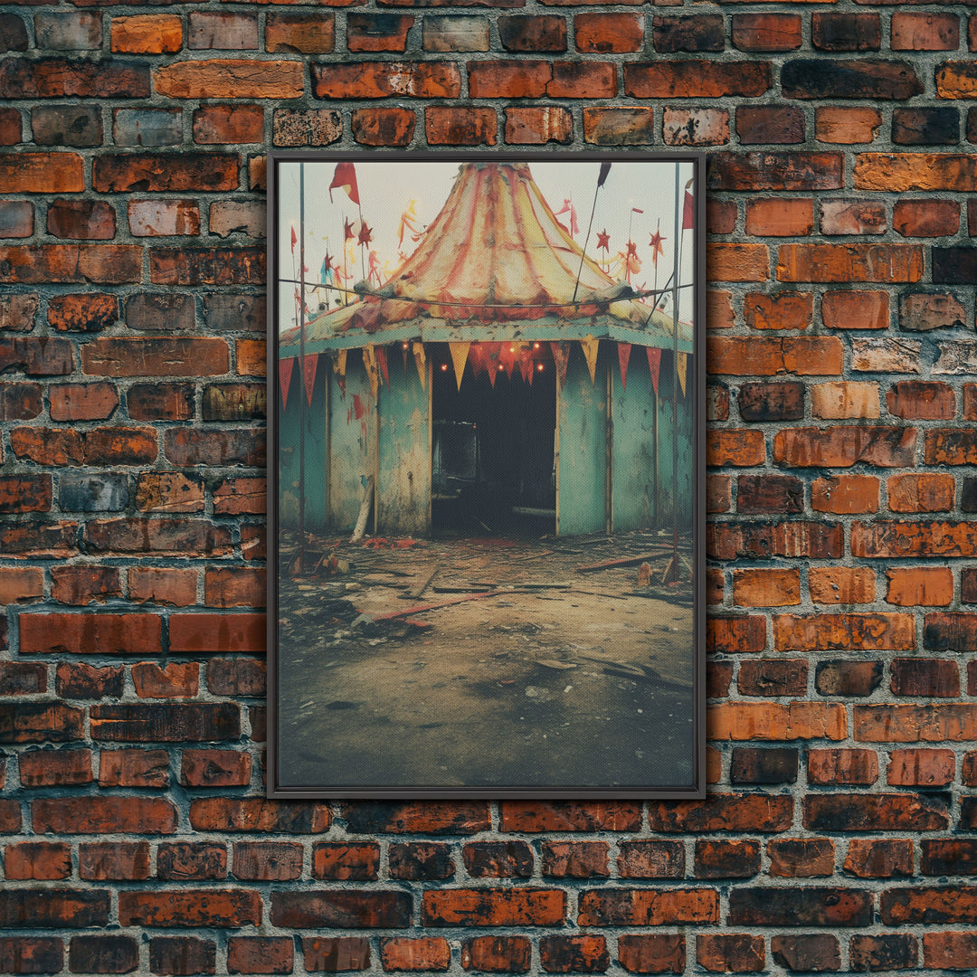 Carnival Art, Circus Tent, Minimalist Art, Canvas Print, Wall Hanging, Portrait Art, Creepy Wall Decor, Spooky Art Print, Modern Prints