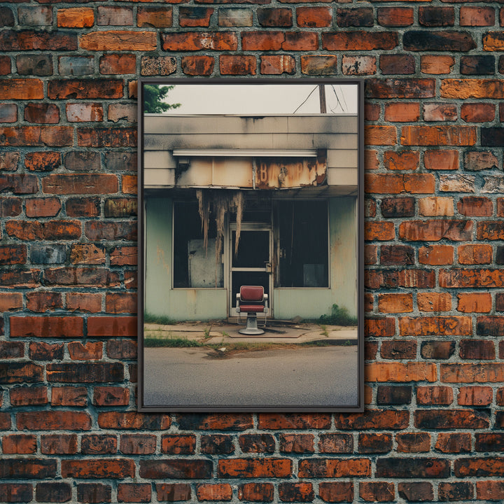 Abandoned Building, Barber Shop Art, Canvas Print, Wall Hanging, Portrait Art, Creepy Wall Decor, Spooky Art Print, Wall Art Prints