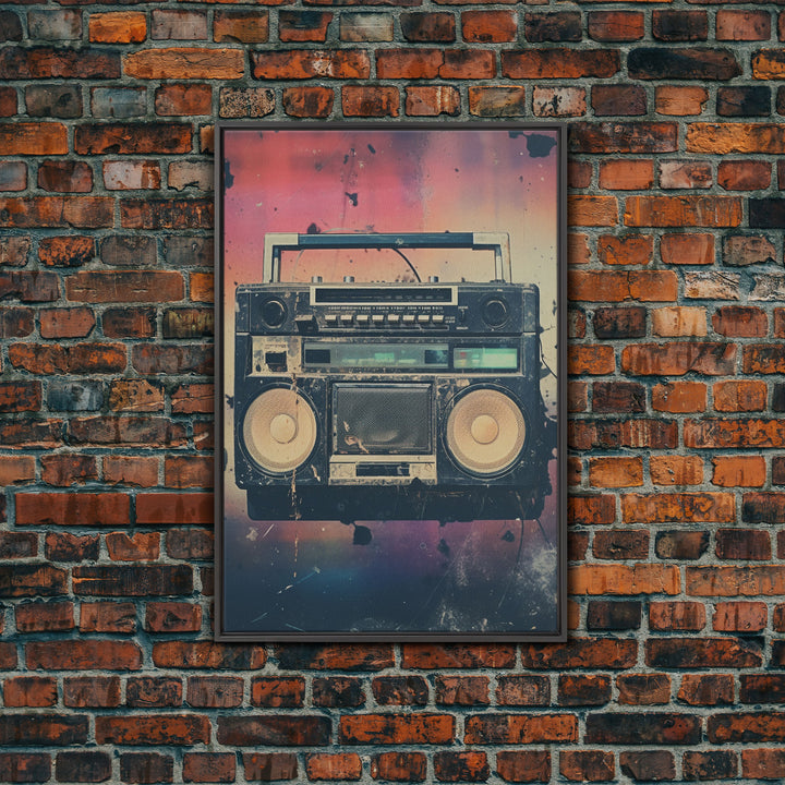 Boombox, Music Wall Art, Retro Wall Art, Canvas Print, Wall Hanging, Portrait Art, Apartment Wall Decor, Gaming Wall Decor, Above Bed Art