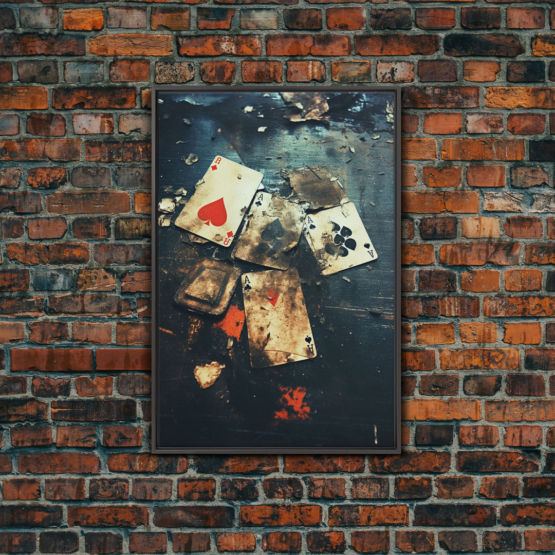 Playing Card Print, Playing Cards, Canvas Print, Wall Hanging, Portrait Art, Poker Wall Art, Poker Cards, Man Cave Wall Art, Dorm Wall Art