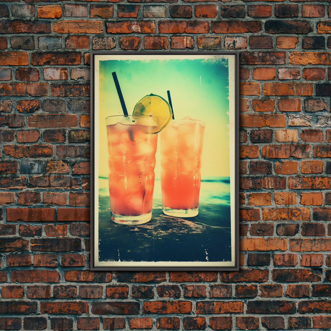 Cocktail Wall Print, Bar Cart Print, Canvas Print, Wall Hanging, Portrait Art, Cocktail Print, Kitchen Wall Art, Bar Wall Decor, Couple Gift