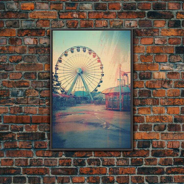 Ferris Wheel, Theme Park, Carnival Rides, Canvas Print, Wall Hanging, Portrait Art, New Homeowner Gift, Modern Home Decor, Bookshelf Decor