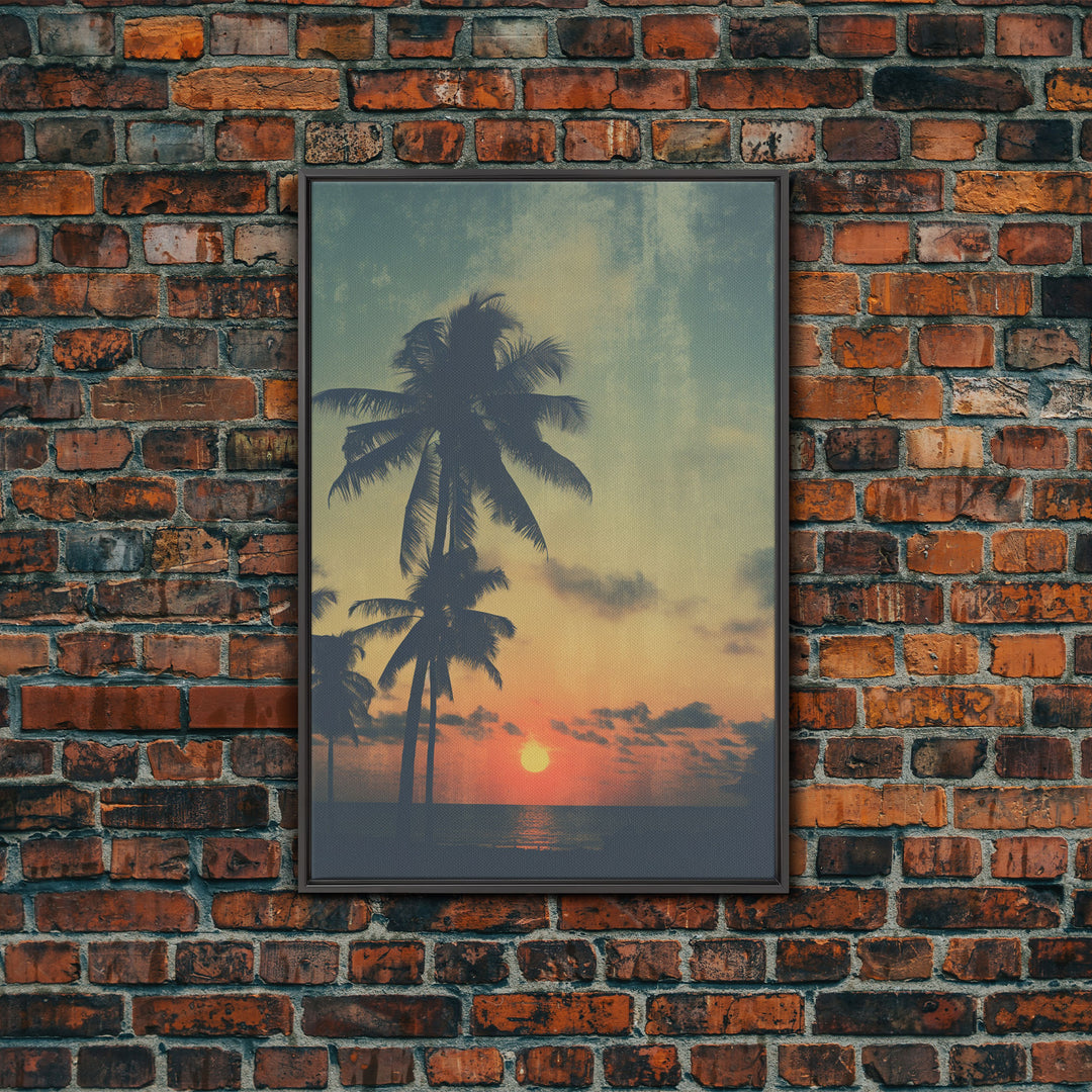 Palm Tree Wall Art, Tropical Wall Art, Beach Wall Art, Canvas Print, Wall Hanging, Portrait Art, Home Wall Decor, Hostess Gift, Office Print