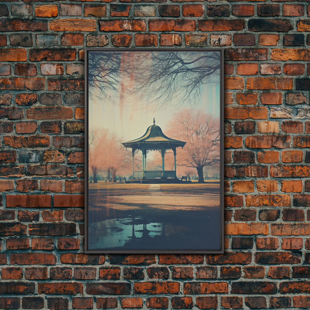 The Gazebo, Framed Canvas Print, Liminal Spaces Photography Print, Unique Wall Art, Gift For Art Lover