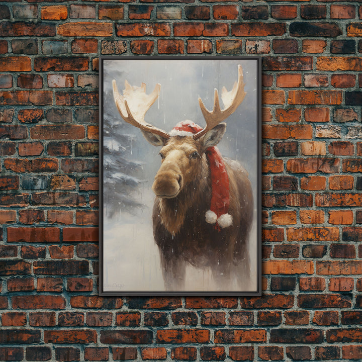 Silly Moose Dressed For Christmas, Christmas Art, Christmas Decor, Christmas Wall Art, Farmhouse Christmas, Vintage Christmas