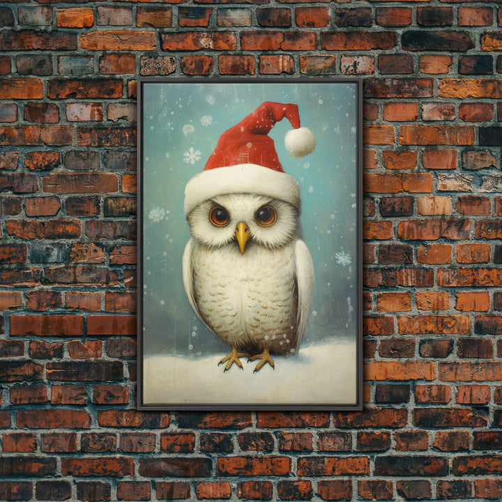 Silly Snow Owl Dressed For Christmas, Christmas Art, Christmas Decor, Christmas Wall Art, Farmhouse Christmas, Vintage Christmas, Owl Print