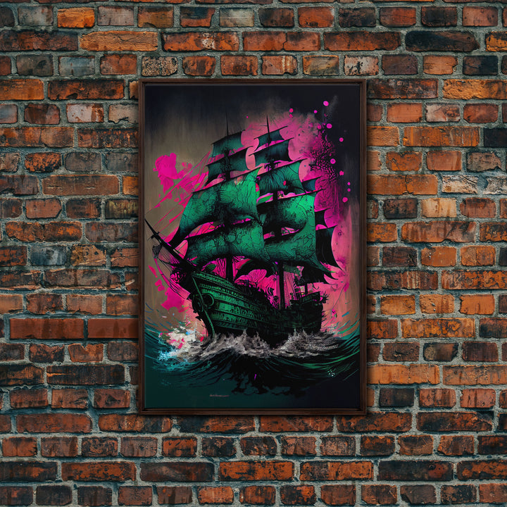 Surreal/psychedelic pirate ghost ship, fine art poster print