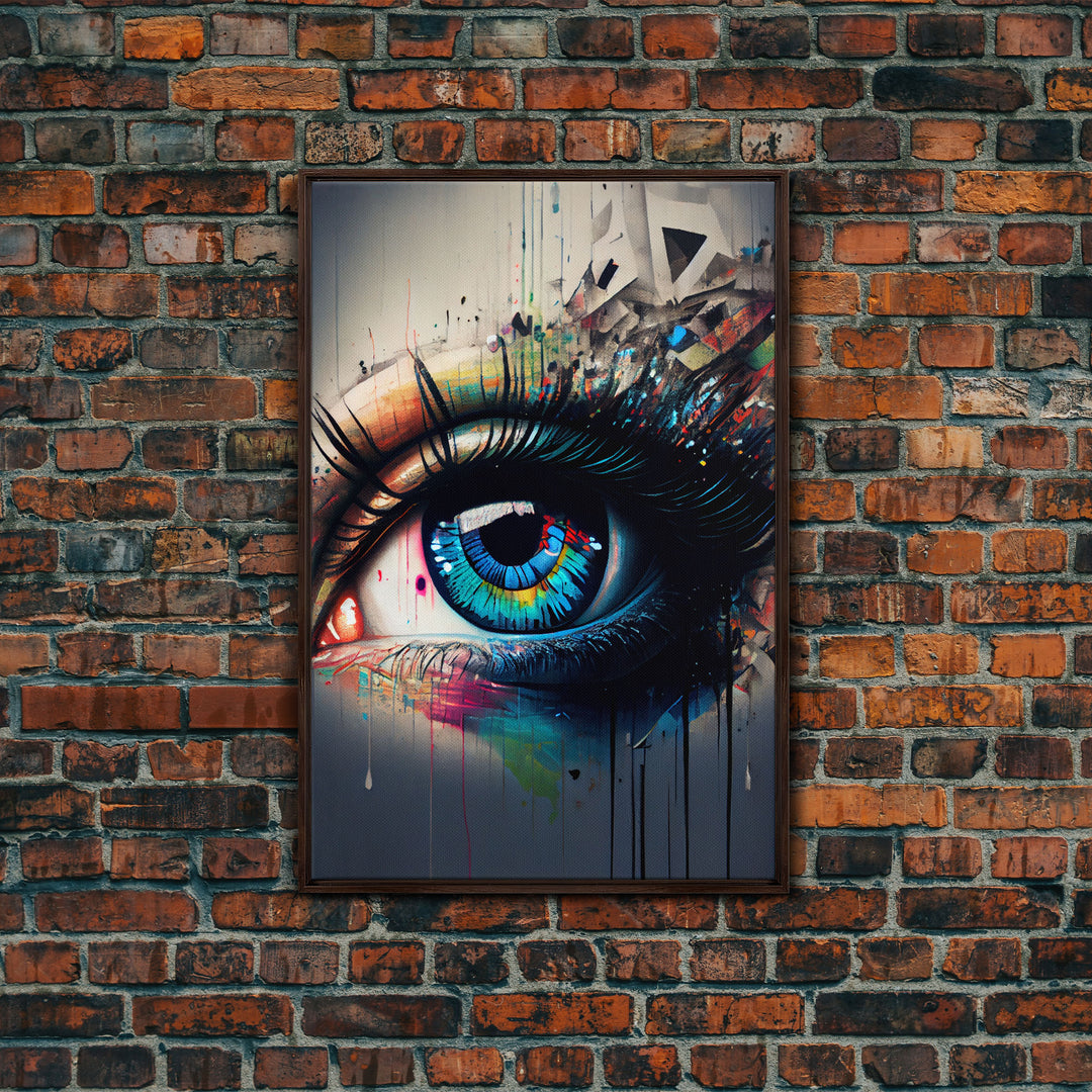 Vibrant Graffiti Eye Wall Art Canvas Print - Street Art Inspired Graphic Illustration Artwork