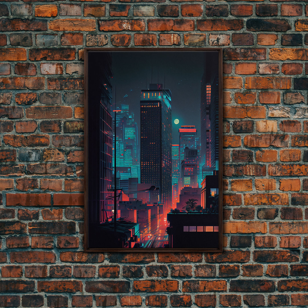 Night Cityscape Skyscrapers Dark Fine Art Print, Wall Art Print, Wall Poster, Wall Decor