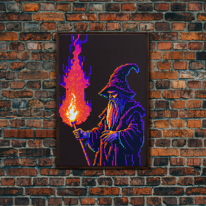 Angry Old Wizard Fire Scepter Gamer Fine Art Print, Wall Decor, Wall Poster, Wall Art Print