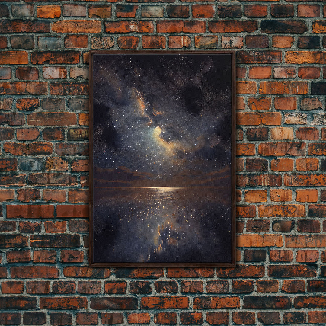 Ocean Reflection Night Sky Stars Galaxy Fine Art Print, Wall Art Print, Wall Poster, Wall Décor