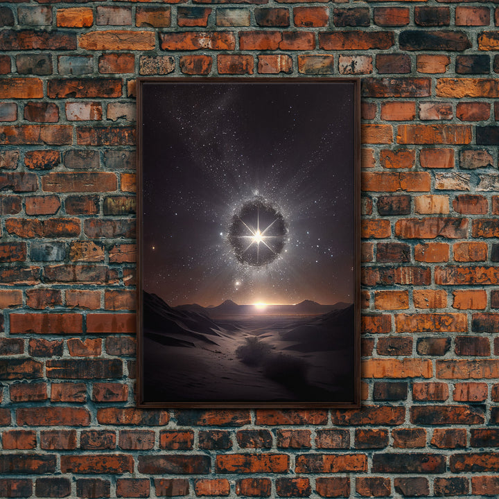 The North star over the Sahara, starry night sky art, framed canvas print