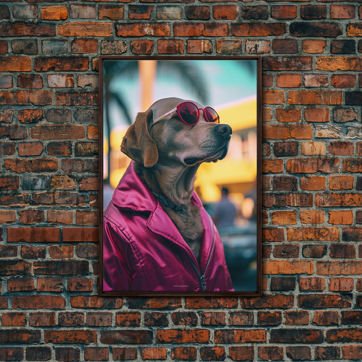 Labrador Dog Wall Print, Dog Wall Art, Dog With Shades, Animal Art, Funny Wall Art, Framed Wall Art, Framed Canvas, Wall Print, Wall Canvas