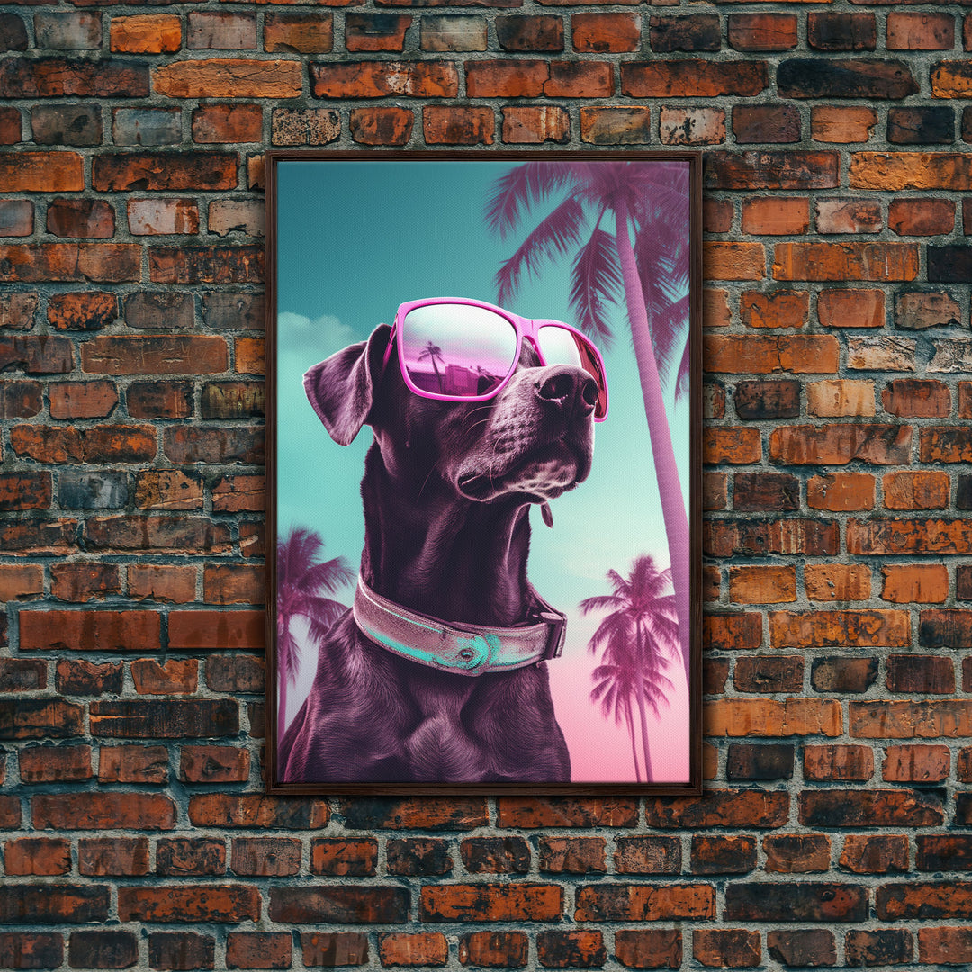 Labrador Wall Print, Dog Wall Art, Dog Pink Sunglasses, Animal Art, Funny Wall Art, Framed Wall Art, Framed Canvas, Wall Print, Wall Canvas