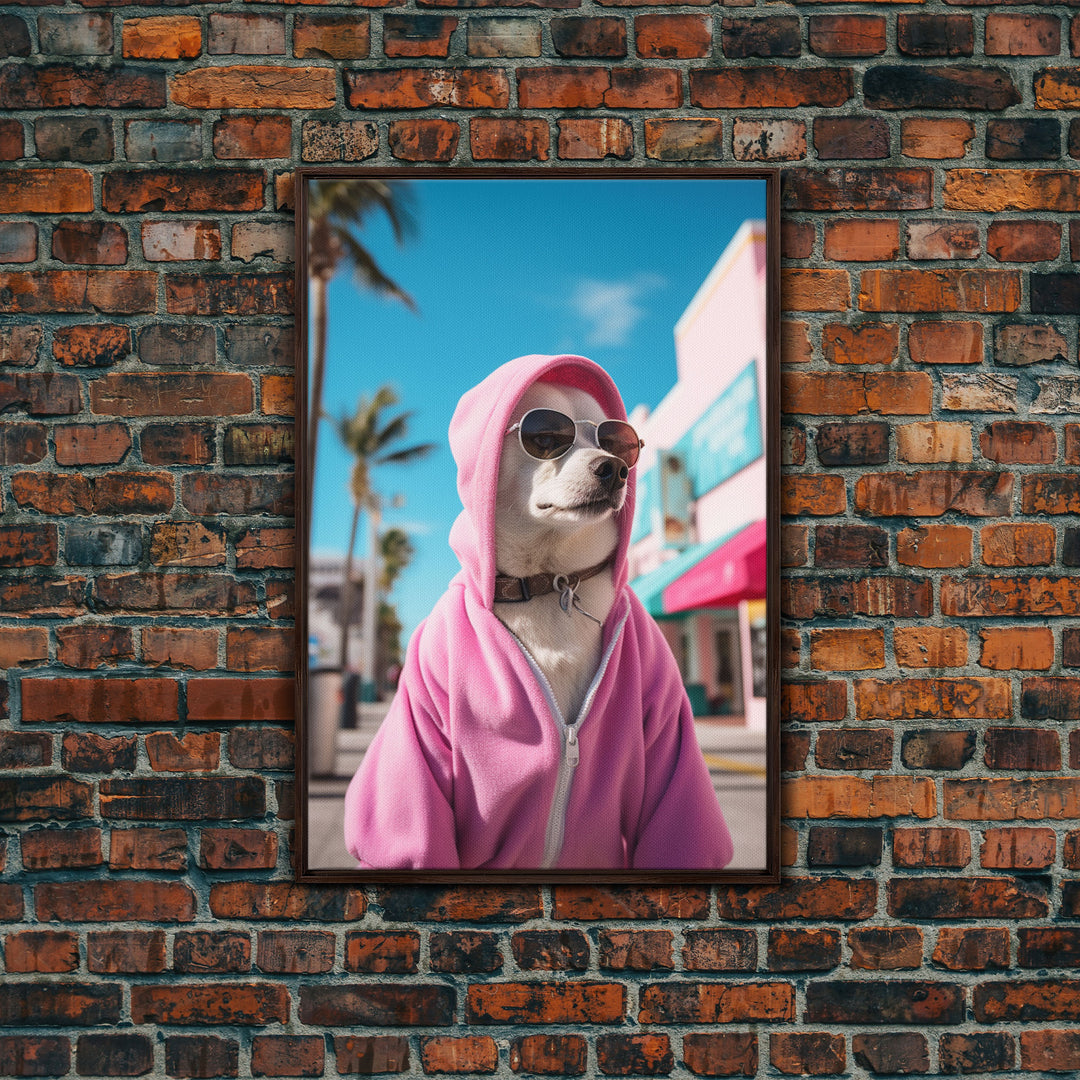 Chihuahua Wall Print, Dog Wall Art, Dog Sunglasses, Pink Hoodie, Funny Wall Art, Framed Wall Art, Framed Canvas, Wall Print, Wall Canvas