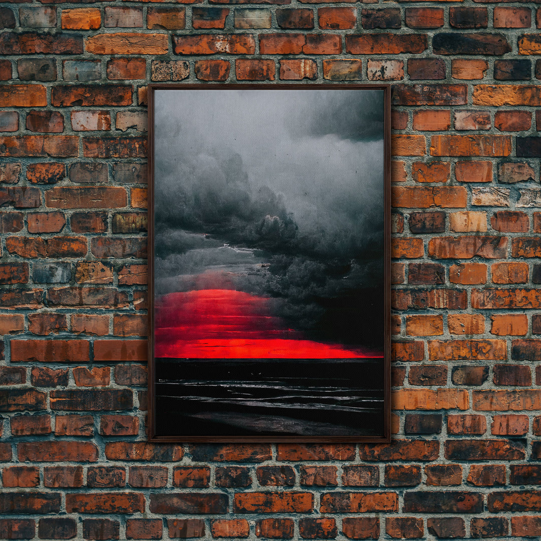 Spooky Horror Canvas Print, Bloodmoon Sunset, Blood moon, Halloween Wall Art, Ready To Hang