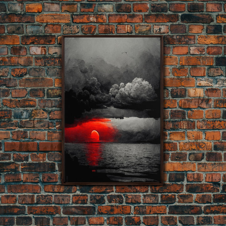 Spooky Horror Canvas Print, Bloodmoon Sunset, Blood moon, Halloween Wall Art, Ready To Hang