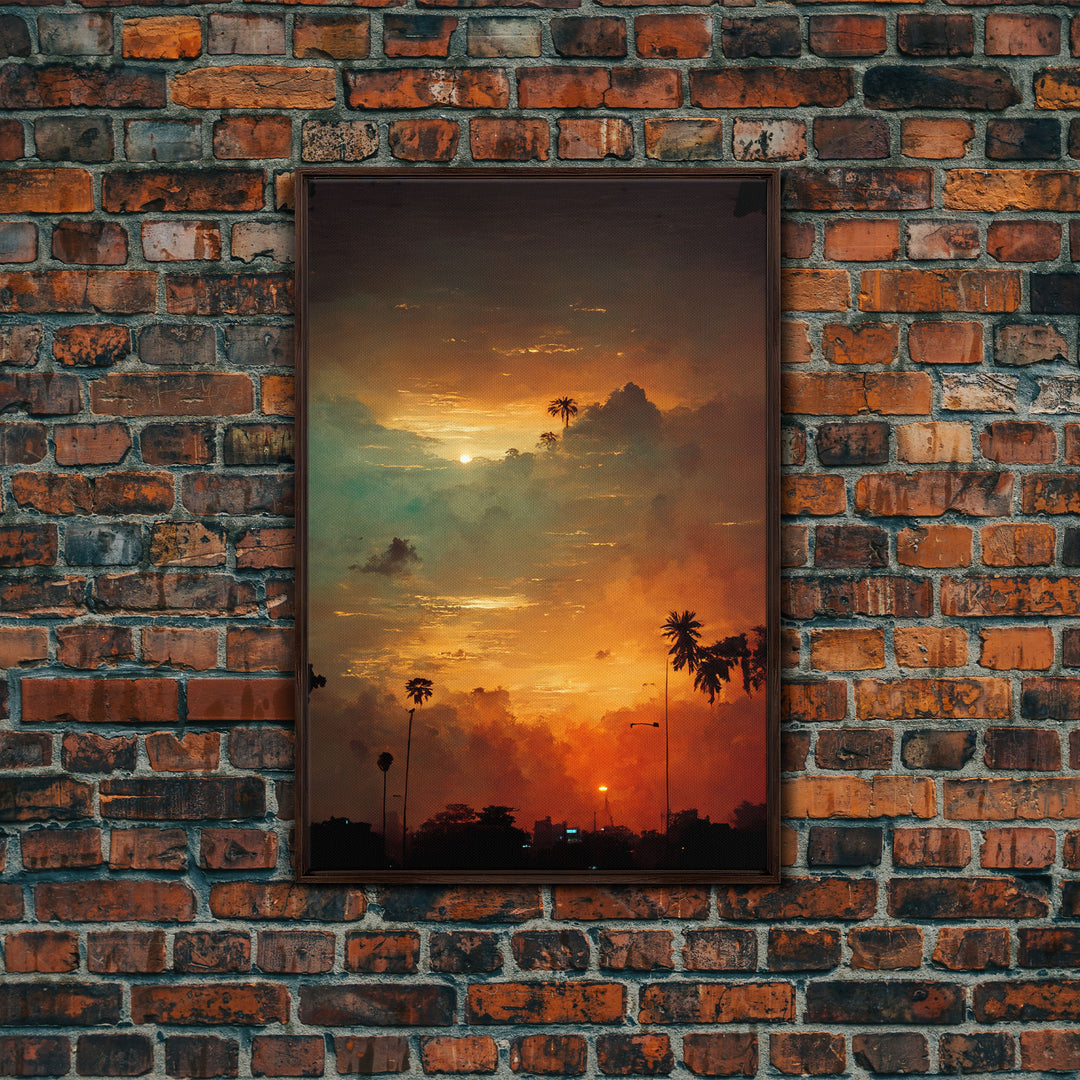 Los Angeles, California at sunset, canvas print, ready to hang wall art