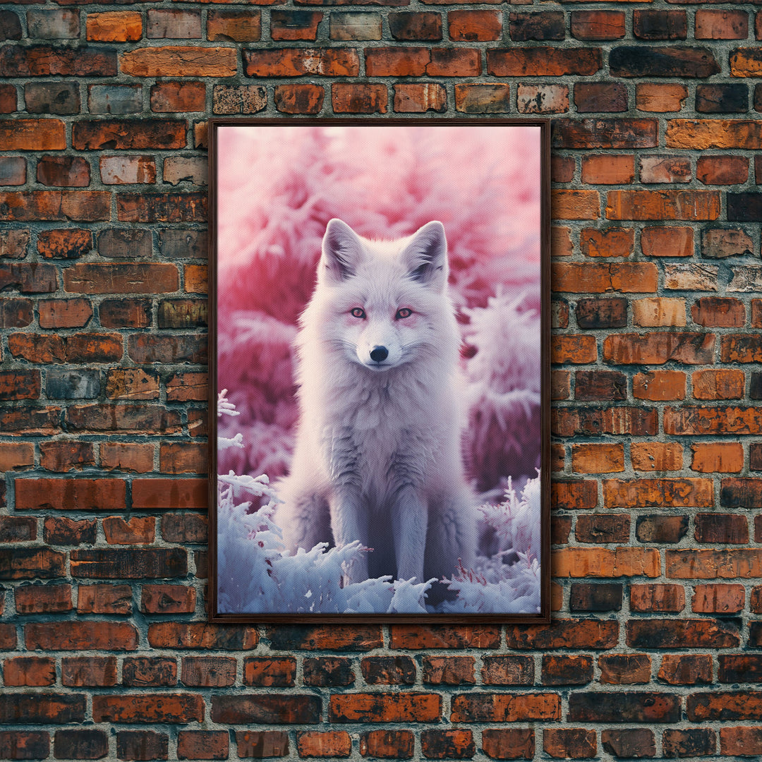 Arctic Fox Wall Print, Animal Art Print, Animal Portrait, Pink Art, Wildlife Art, Framed Wall Art, Framed Canvas, Wall Print, Wall Canvas