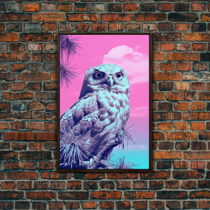 Wildlife Art, White Owl Wall Print, Animal Art Print, Pink Art, Bird Wall Art, Framed Wall Art, Framed Canvas, Wall Print, Wall Canvas