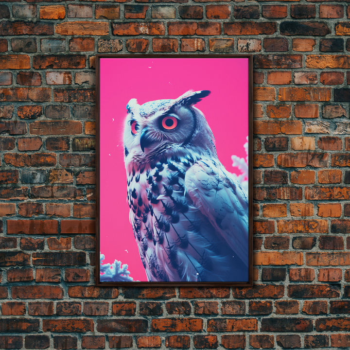 Bird Art, Owl Wall Print, Animal Art Print, Abstract Art, Animal Portrait, Pink Art, Framed Wall Art, Framed Canvas, Wall Print, Wall Canvas