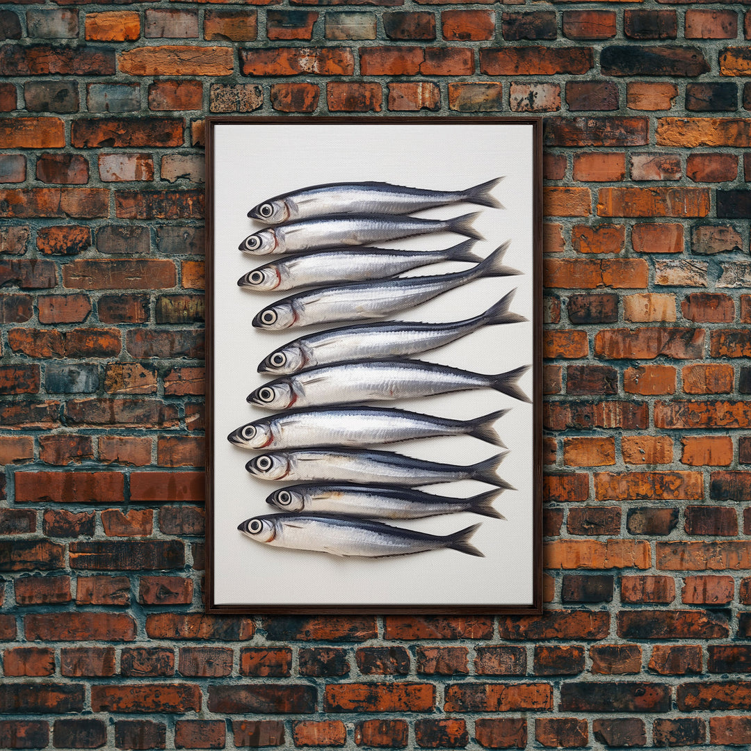 Sardines Art Print - Framed Canvas Art - Oil Painting Still Life Print - French Kitchen Art - Restaurant Art - Sardine Still Life - Fish Art