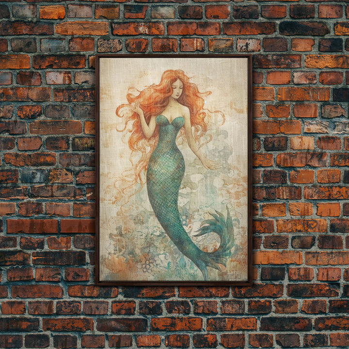 Coastal Mermaid Canvas Print Or Poster, Framed