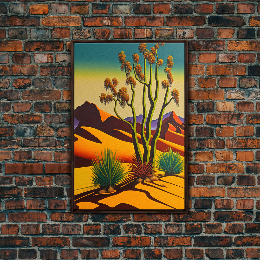 Watercolor of a Desert Landscape, Arizona Southwest Art, Framed Canvas Print, Landscape Painting