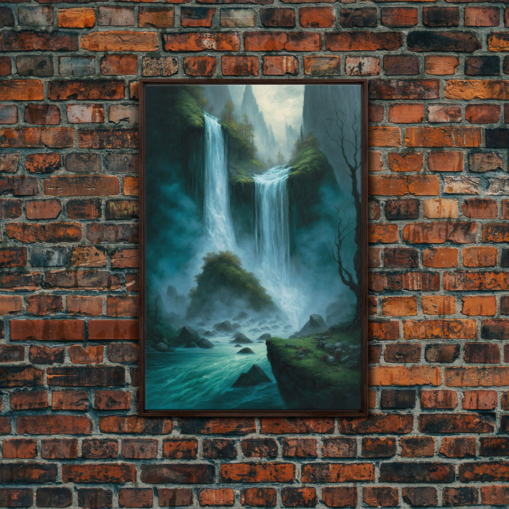 Fantasy Waterfall Oil Painting Canvas Print, Framed Canvas Art, Living Room Wall Decoration