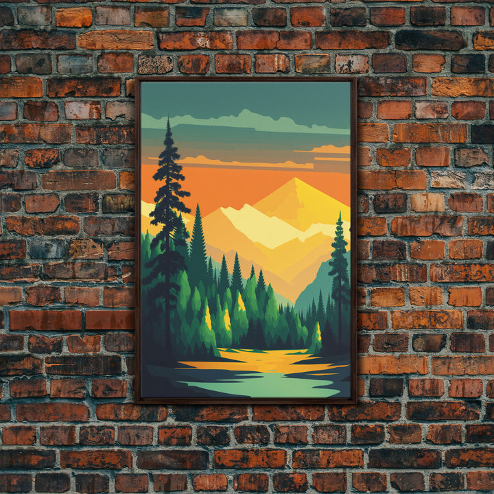 Pacific Northwest Art, Framed Canvas Prints, Washington State, Pine Tree Forest and Mt. Rainier