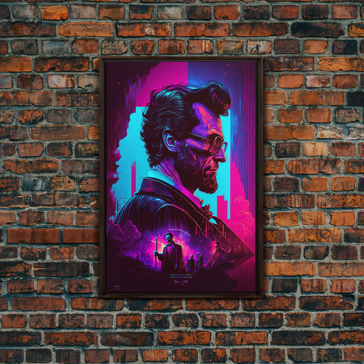 Synthwave Abraham Lincoln, Wall Art, Punk Rock Lincoln, Vampire Hunter, Goth Art, Retro Vibes Wall Art