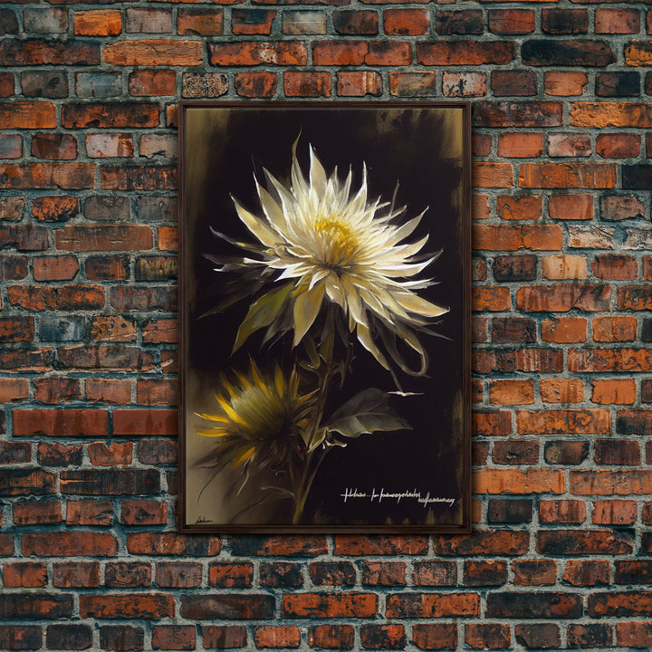 Vintage Flowers Painting Canvas Print, Framed Flowers Print, Vintage Painting, Flower Still Life, White flowers