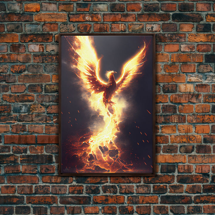 Phoenix In Flames, Retribution, Framed Canvas Print, The Phoenix, Framed Wall Art, Original Painting Phoenix