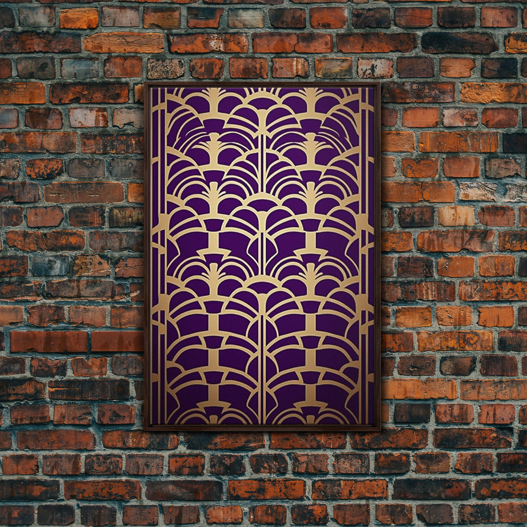 Midcentury Modern Wall art - Framed Canvas Print - Art Deco-  Office decor - Purple & gold art - Ornament art - Abstract art - Geometric art