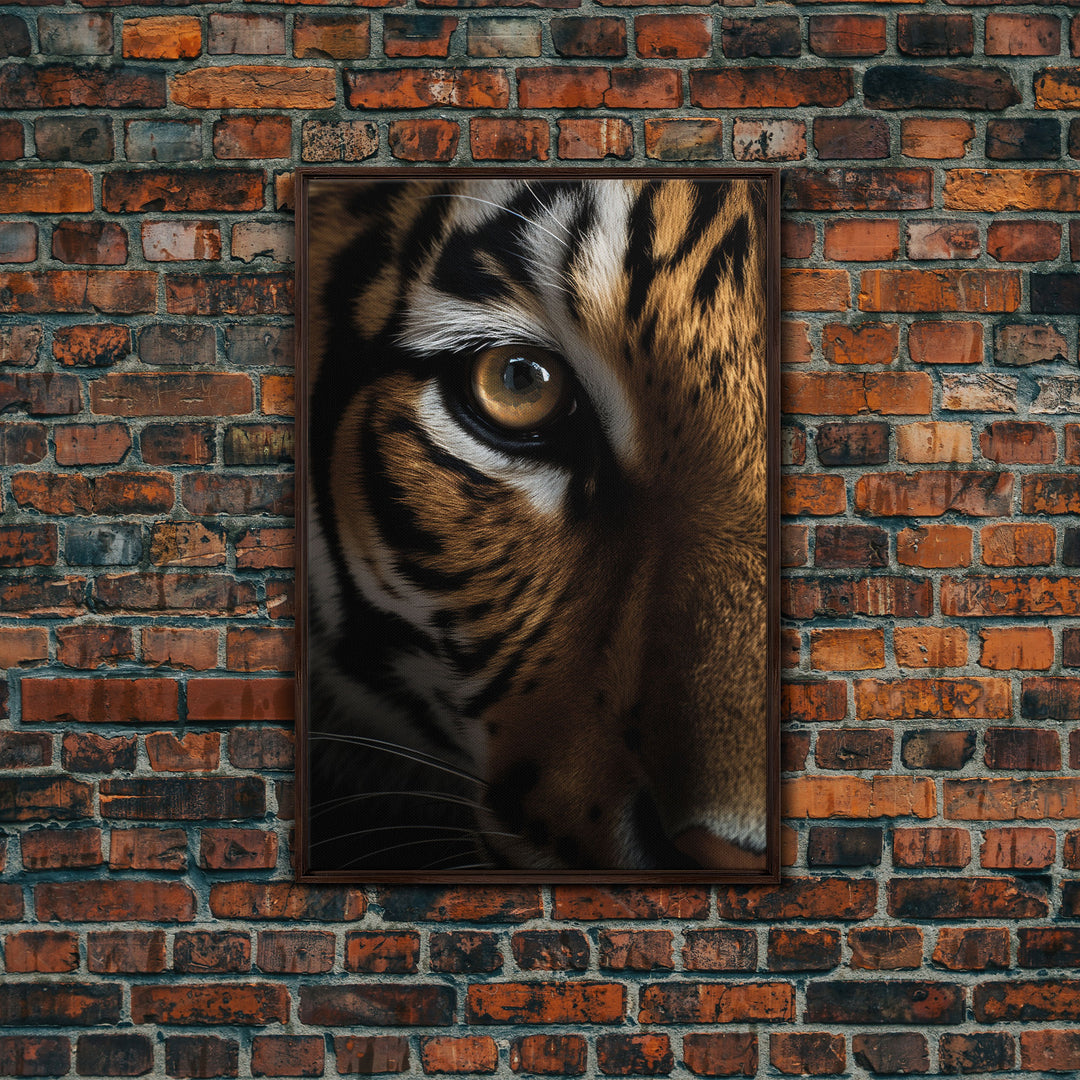 Eye Of Tiger, Tiger Portrait, Big Cat Art, Framed Canvas Print, Tiger Photography, Wildlife Photo, Wood Frame Art