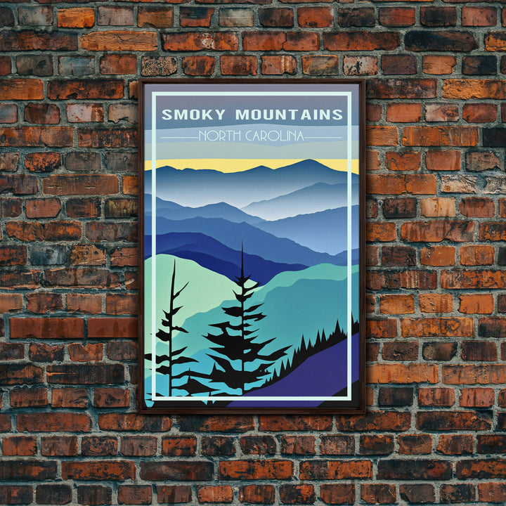 Smoky Mountains Art, North Carolina Wall Print, America Travel Poster, Travel Wall Print, Travel Poster, Travel Wall Art, Canvas Wall Print