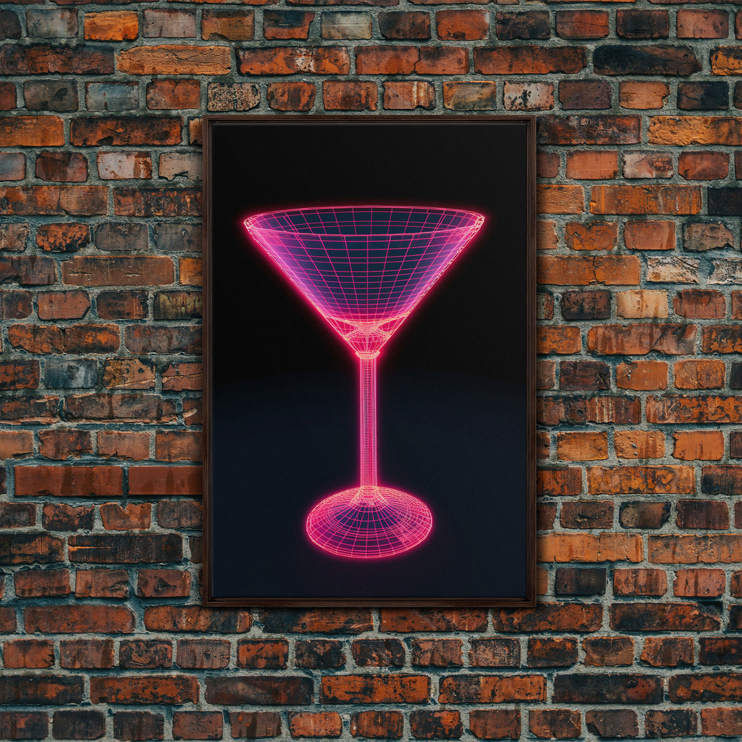 3D Pink Cocktail Wall Art, Pink Wall Decor, 3D Art, Vibrant Art, Minimalist Print, Wall Decor, Canvas Print, Wall Art, Framed Canvas