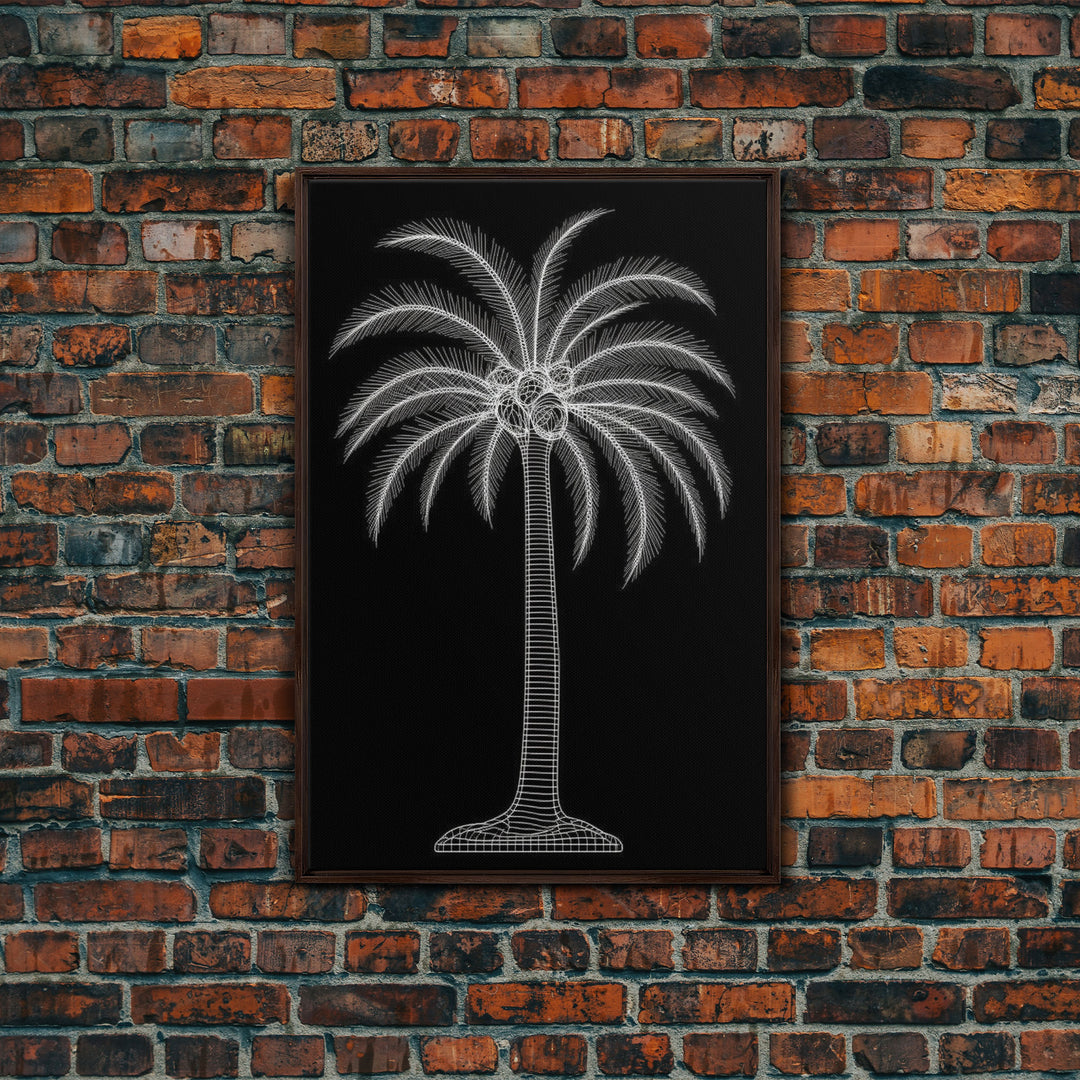 White Coconut Tree Wall Art, Tree Art, Nature Print, Tropical Art, Minimalist Print, Wall Decor, Canvas Print, Wall Art, Framed Canvas