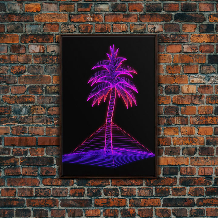 Purple Palm Tree Wall Art, Tropical Plant Wall Decor, Nature Art, Minimalist Print, Wall Decor, Canvas Print, Wall Art, Framed Canvas