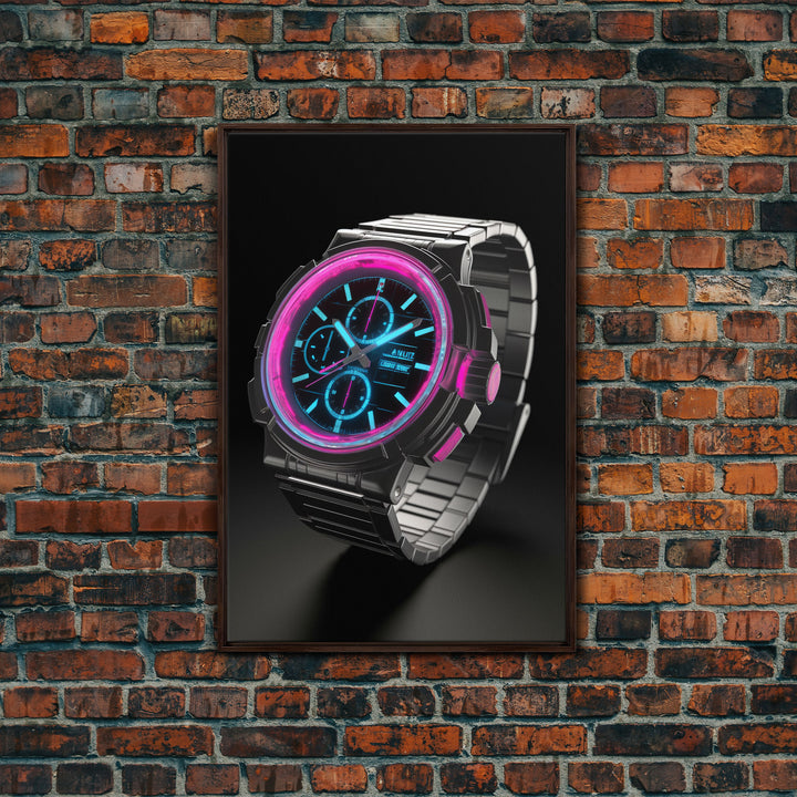 Wrist Watch Wall Decor, Retro Watch Wall Art, Pink, Teal, Minimalist Print, Wall Decor, Canvas Print, Wall Art, Framed Canvas