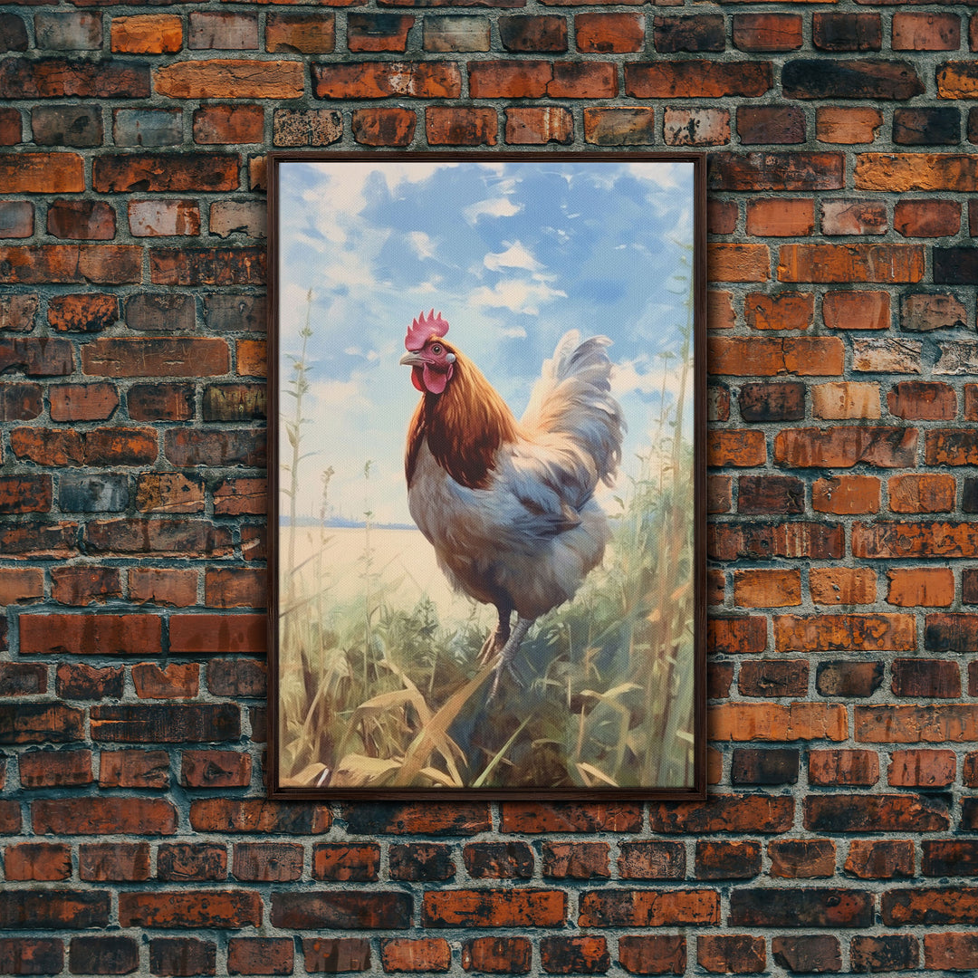 Rooster Wall Art, Rooster Painting, Farmhouse Art, Country Wall Art, Minimalist Wall Art, Wall Decor, Canvas Print, Wall Art, Framed Canvas