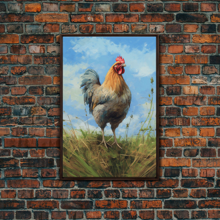 Farmhouse Art, Rooster Painting, Rooster Wall Art, Country Wall Art, Minimalist Wall Art, Wall Decor, Canvas Print, Wall Art, Framed Canvas