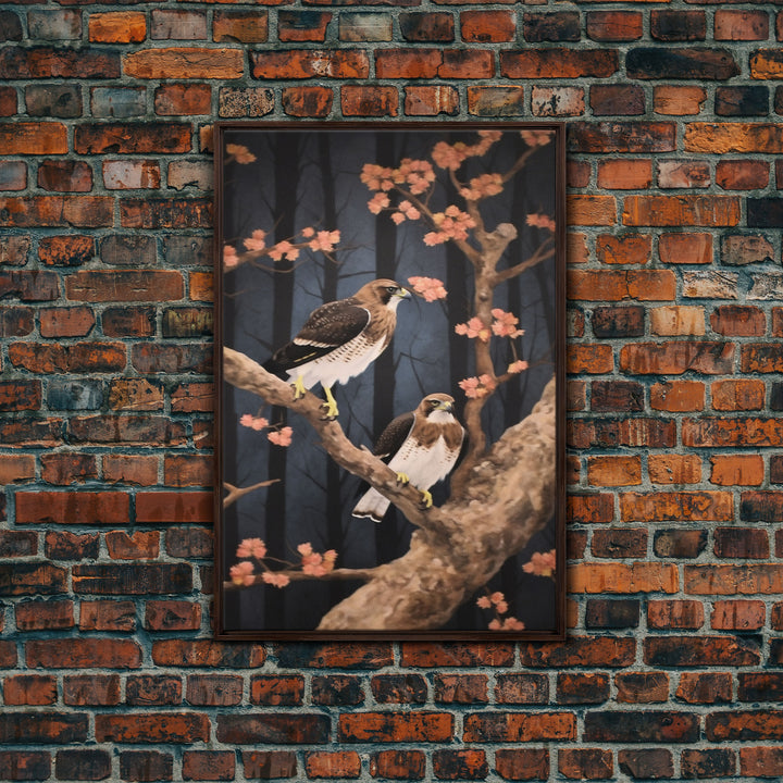 Hawk Wall Decor, Birds Wall Art, Animal Wall Decor, Nature Art, Pair Of Hawks, Wall Decor, Canvas Print, Wall Art, Framed Canvas Art