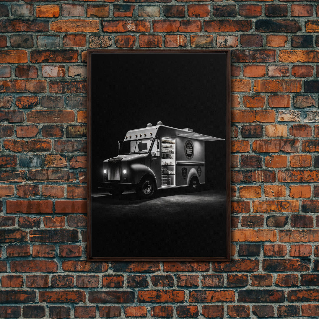 Food Truck Wall Art, Truck Wall Decor, Food Art, Black And White Art, Minimalist Print, Wall Decor, Canvas Print, Wall Art, Framed Canvas