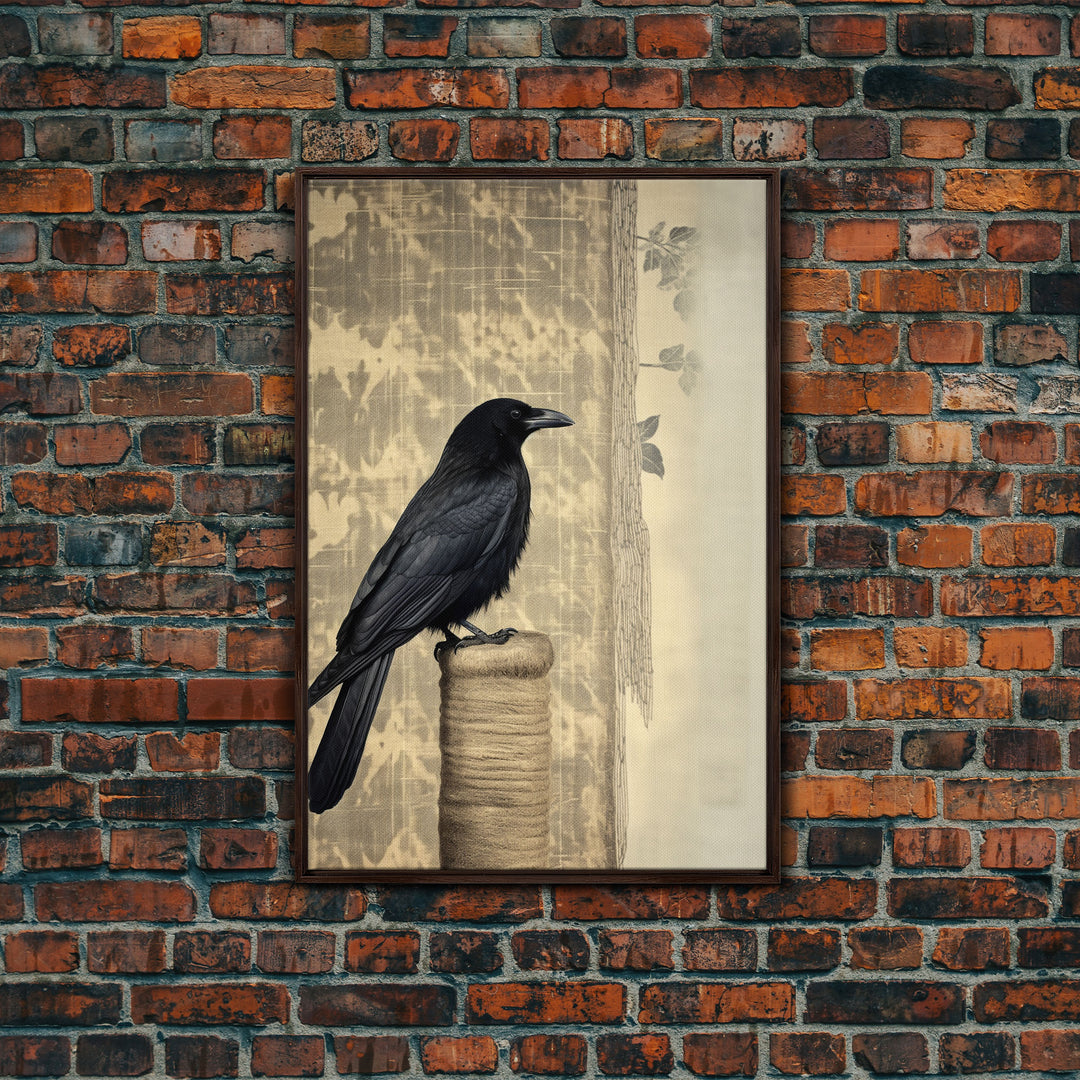 Black Bird Wall Art, Crow Wall Decor, Animal Wall Art, Nature Print, Modern Print, Wall Decor, Canvas Print, Wall Art, Framed Canvas