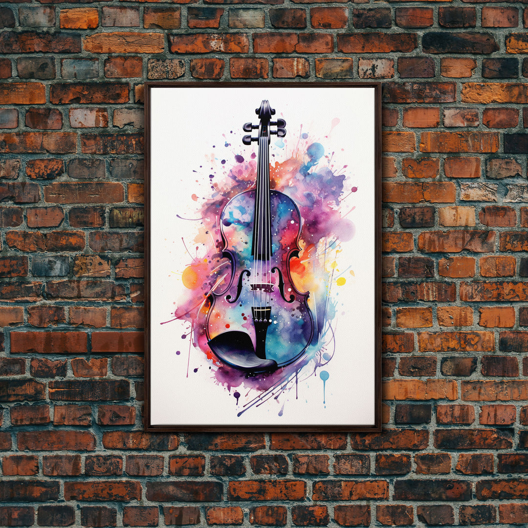 Violin Wall Art, Framed Canvas Print, Violin, Violin Art, Music Studio Decor, Instrument Print, Stringed Instruments